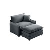 Corduroy Single Sofa with Footstool & Pillow - 3 of 4