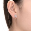 Chic Round Halo Stud Earrings Showcasing Clear Cubic Zirconia, Perfectly Designed to Add a Touch of Classic Elegance and Sparkle to Any Outfit - 3 of 4