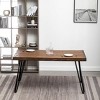 Roundhill Furniture Aryven Industrial Metal Hairpin Design Dining Table, Rustic Dark Pine - 2 of 4