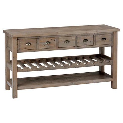 Slater Mill Wine Rack And Server With Drawers And Shelf Wood