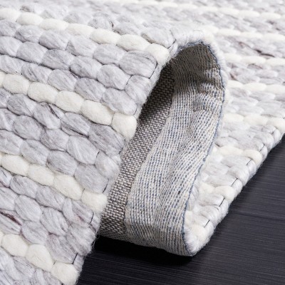 Marbella Light Grey/Ivory Flat Woven Wool Area Rug 3' x 5'