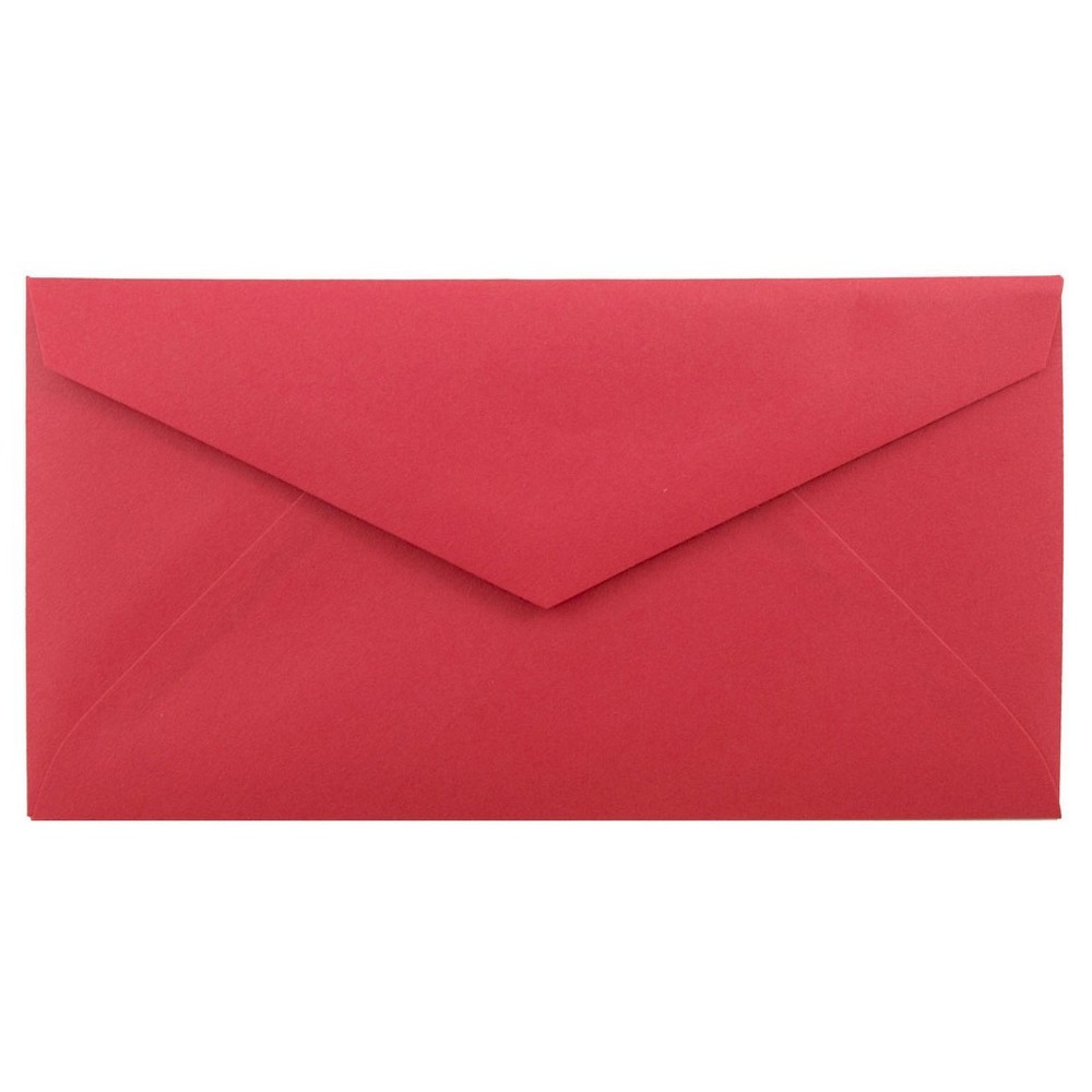 JAM Paper Brite Hue Monarch Envelopes, 3 7/8 x 7 1/2, 50 per pack, Red: Mailing Envelopes, Gummed Flap, Recycled Content
