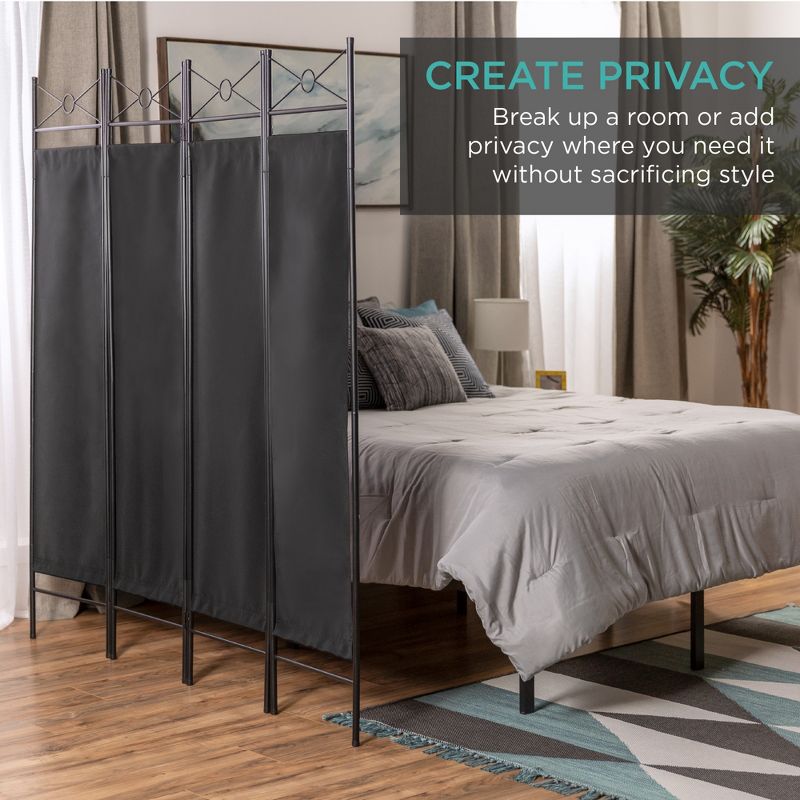 Best Choice Products 6ft 4-Panel Folding Privacy Screen Room Divider Decoration Accent w/ Steel Frame, 2 of 8