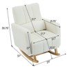 TIRAMISUBEST Accent Rocking Chair Teddy Velvet Cream White Wooden Base Pillow Ergonomic Living Room Bedroom Nursery - 4 of 4
