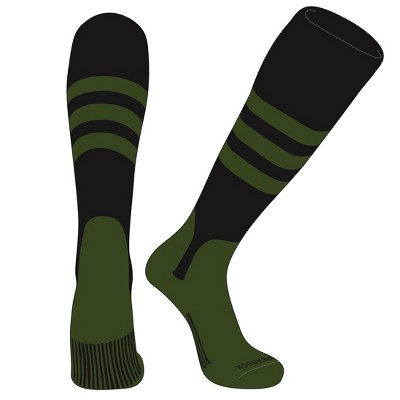 PEAR SOX OTC Baseball Softball Stirrup Socks (A, 5in) Black, Military Green (M)