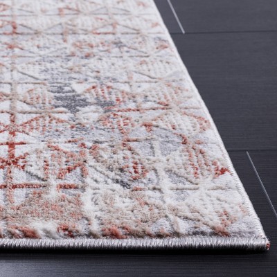 Abstract Elegance 8' x 10' Rust/Grey Synthetic Area Rug
