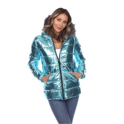 Metallic Puffer Coat with Hoodie - White Mark