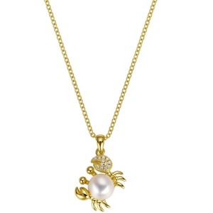 Molenia Pearl Necklace, CZ Crab Pearl Pendant Necklace, 14K Gold Plated Sterling Silver Dainty Summer Necklace for Women, Personalized Gift for Her - 1 of 4