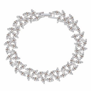 Hollywood Sensation Tennis Bracelet with Marquise Cut White Diamond Cubic Zirconia 7.75 Inches Silver - 1 of 4