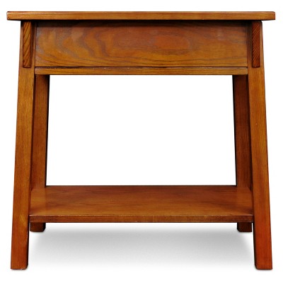 Russet Solid Wood Mission End Table with Drawer and Shelf
