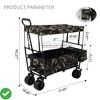 Collapsible Folding Wagon Cart with 7" All Wheels Extra Canopy Pockets Portable Garden Cart for Camping Camouflage - 3 of 4