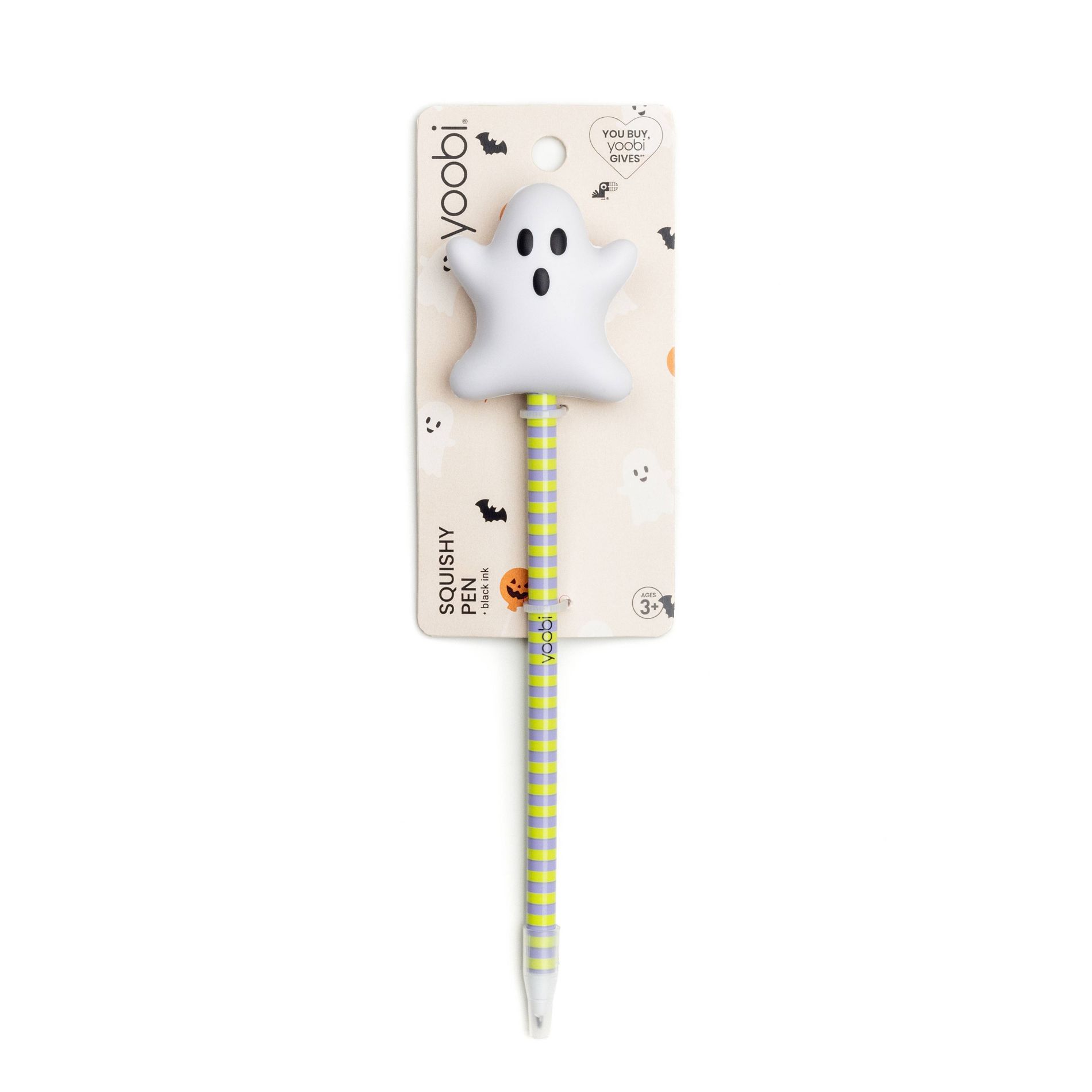 Yoobi Squishy Novelty Pen Halloween Ghost Topper Black Ink 1.0mm Ballpoint