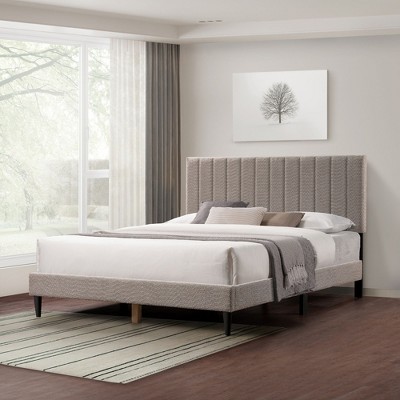 NicBex Queen Upholstered Bed Frame with Tufted Headboard,Platform Bed with Wood Slats Support,Noise-Free,No Box Spring Needed,Easy Assembly,Gray