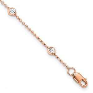 Black Bow Jewelry 14k Rose Gold 1/2 Ct Lab Grown Diamond (E-F, VS1) Station Anklet - 9in - 1 of 4