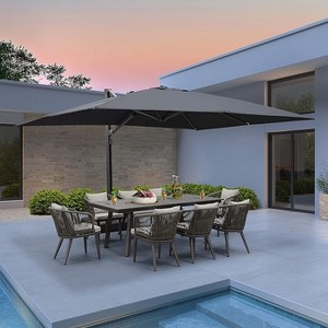 PURPLE LEAF Rectangle Patio Umbrella with Base Large Cantilever Outdoor Offset Umbrella with 360-degree Rotation for Garden Deck Backyard Pool - 1 of 4