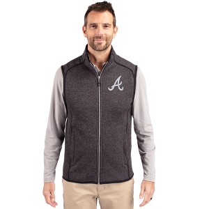 Atlanta Braves Cutter & Buck Mainsail Sweater-Knit Mens Big and Tall Full Zip Vest - 1 of 1