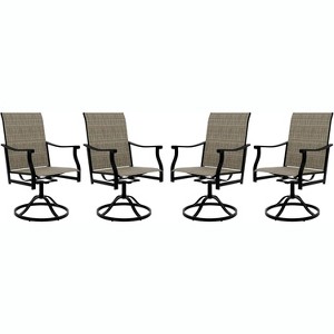 Swivel Bar Stools Set of 2, High Back Patio Bar Chairs with Armrest for Garden, Deck, or Balcony - 1 of 4