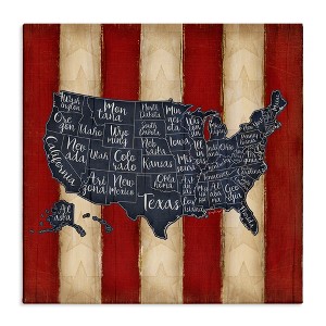 Stupell Industries United States Map on Stripes, 30" x 30" - 1 of 4