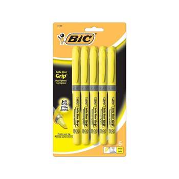 BIC Highlighter Grip Pastel, Adjustable Chisel Tip, Rubber Grip, Pack of 6  – Beauty Care Bag