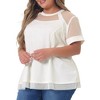Agnes Orinda Women's Plus Size Round Neck Peplum Short Sleeve Mesh Sheer Summer Casual Blouses - 2 of 4
