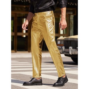 COOFANDY Men's Metallic Shiny Pants Night Club Pants 70s 80s 90s Disco Pant Party Dance Straight Leg - 1 of 4