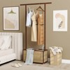Costway Bamboo Clothes Rack with Rattan Storage Basket & Wheels, Rolling Garment Rack Brown/Beige - 2 of 4