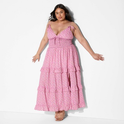 Women's Smocked Maxi A-Line Dress - Wild Fable™ Pink Floral
