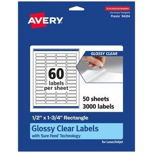 Avery Glossy Clear Rectangle Labels with Sure Feed, .5" x 1.75" - 1 of 4