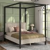 HOMES: Inside + Out Queen Barrette Canopy Platform Bed with Corduroy Upholstered Bed Light Brown - image 2 of 4