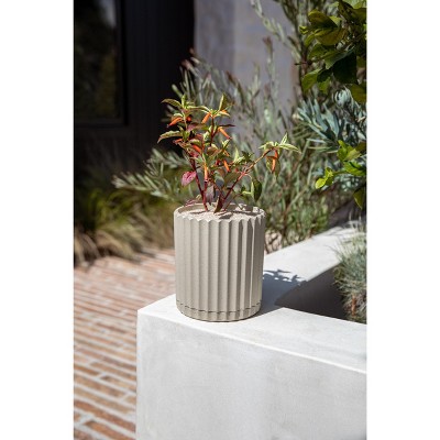 Sand Fluted 6'' Plastic-Stone Indoor/Outdoor Planter Set