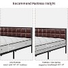 Queen Size Metal Bed Frame with Upholstered Square Stitched Headboard, Faux Leather Platform Bed Frame, Steel Slats Support, Red Brown - 4 of 4