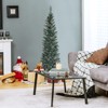 Tangkula 5/6/7FT Slim Pencil Tree Snowy Artificial Christmas Tree with 214/267/351 PVC Branch Tips & 25/31/41 Pine Cones Full Holiday Decoration Tree for Xmas - image 2 of 4