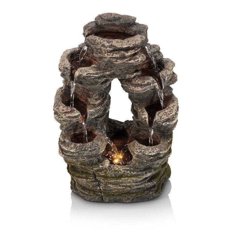 14&#34; Resin Layered Rock Fountain Brown - Alpine Corporation, 1 of 8