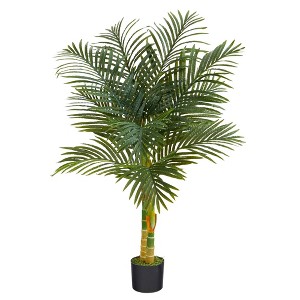 Nearly Natural 4’ Double Stalk Golden Cane Artificial Palm Tree - 1 of 1