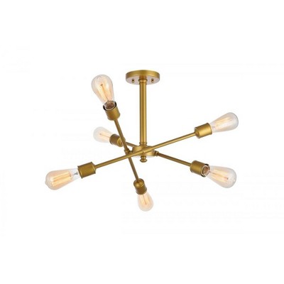 Elegant Lighting Axel 6 Lights Brass Flush Mount
