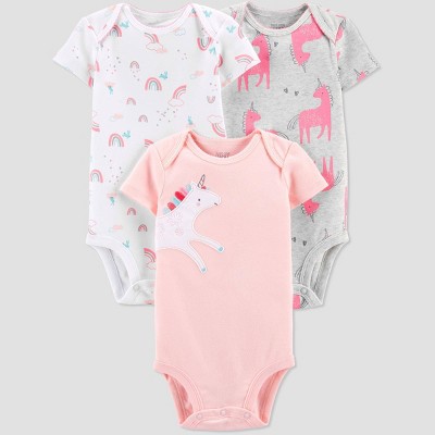 Baby Girls' 3pk Unicorn Bodysuit - Just One You® made by carter's Pink/White 3M