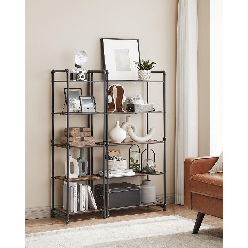 VASAGLE Bathroom Shelves, 5-Tier Storage Rack, Plant Flower Stand, 12.2”D x 15.6”W x 51”H, Rustic Brown and Black, 2 of 6