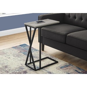 Vynxaria Contemporary C-Shaped Accent Table, Grey Laminate, Black Metal, 10.25" L x 18.25" W x 25.25" H - 1 of 4