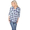 Women's Oakley Stretchy Plaid Tunic Top with Pockets - White Mark - 2 of 3