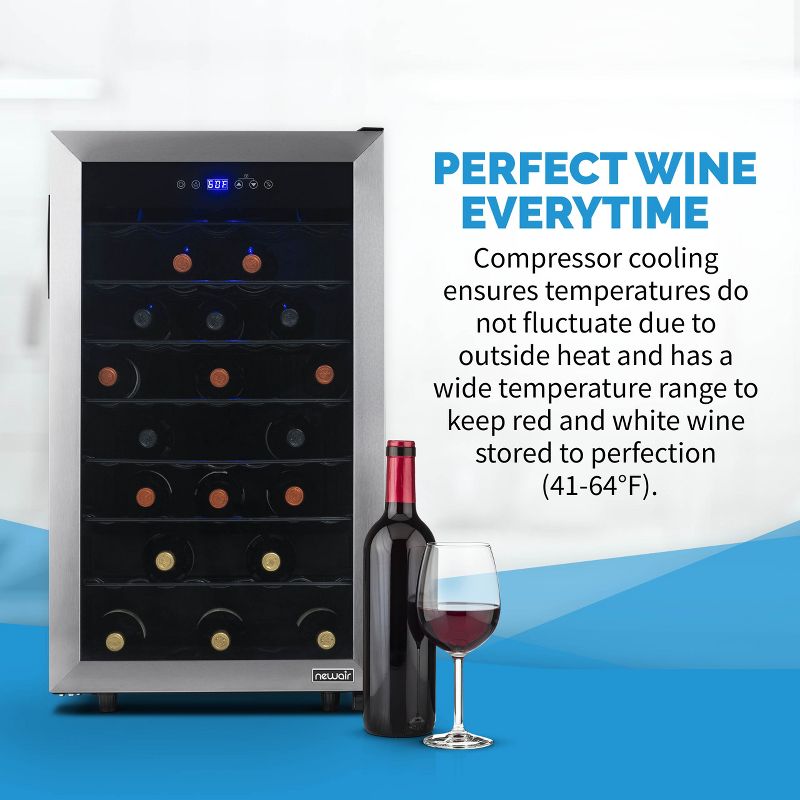 Newair Freestanding 50 Bottle Compressor Wine Fridge in Stainless Steel, Adjustable Racks and Exterior Digital Thermostat, 2 of 17
