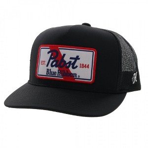 Adult Pabst Blue Ribbon Embroidered Patch Snapback Hybrid Bill Trucker Hat - 1 of 4