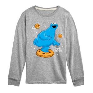 Boys' - Sesame Street - Cookie Monster In Space -Toddler and Youth Long Sleeve T-Shirt Long Sleeve Graphic T-Shirt - 1 of 3