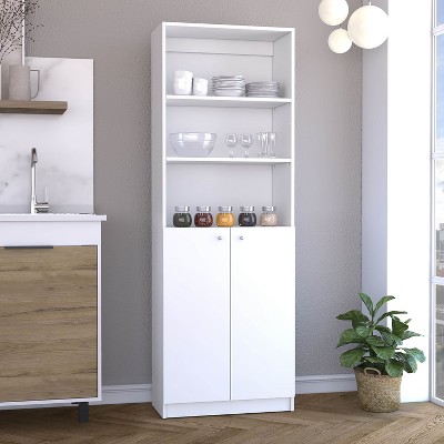 NicBex Bookcases for Living Room 71.7" H Storage Cabinet Bookshelf with 5 Shelves and 2 Doors for Home Office