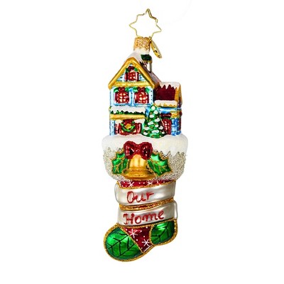 Christopher Radko Company 5.5 Inch Merry Home Memories Stocking Bell Tree Ornaments