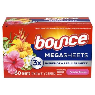 Bounce Mega Dryer Sheets, Paradise Blossom, 60 Count,