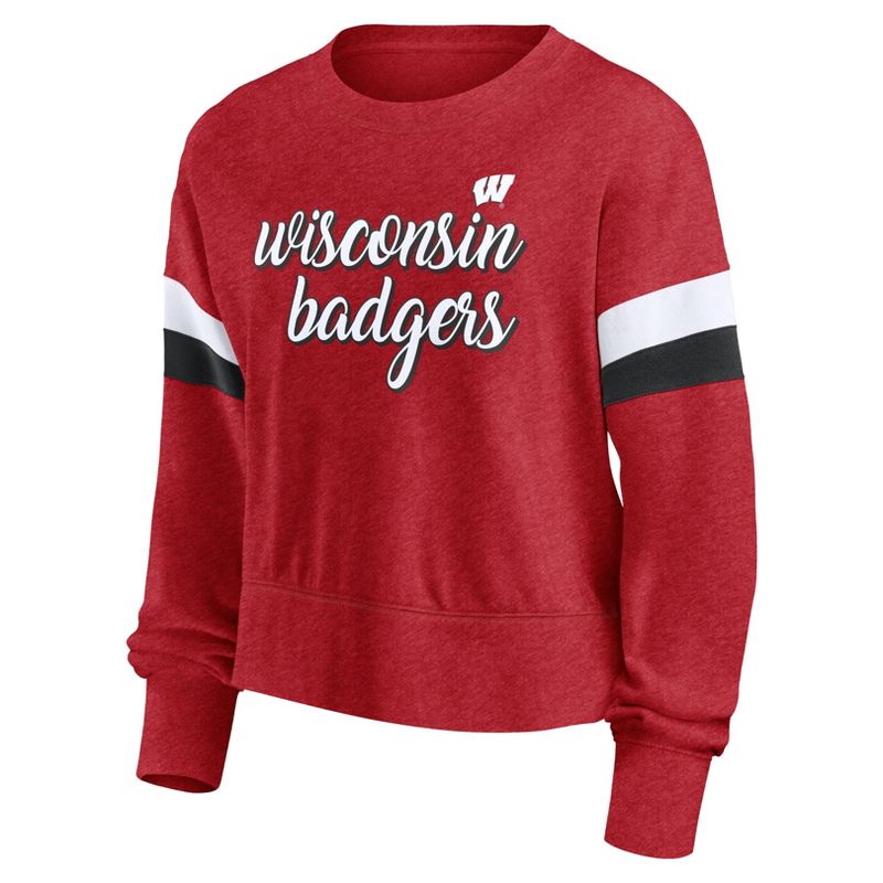 NCAA Wisconsin Badgers Women&#39;s Crew Neck Fleece Sweatshirt, 2 of 4