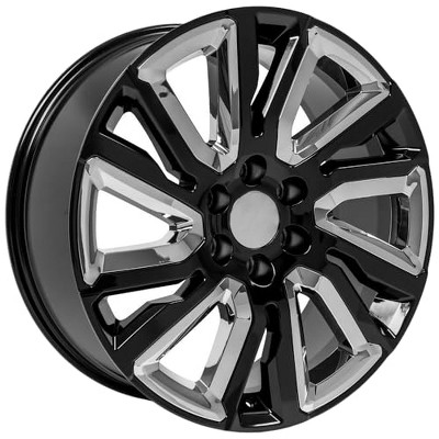 OE Wheels LLC CV39-22090-6550-28B-ic Black Wheel with Chrome Painted (22 x 9. inches /6 x 139 mm, 28 mm Offset)