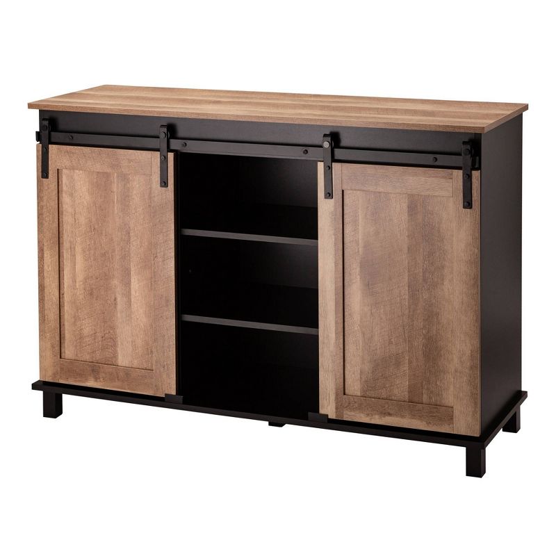Modern Industrial Storage Cabinet with Sliding Doors Natural/Black - Glitzhome, 1 of 13