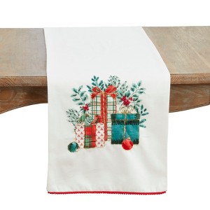 Saro Lifestyle Christmas Gifts Table Runner, 16"x72", Multi - 1 of 3