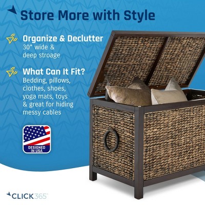 Wilson Rustic Brown Wicker Storage Trunk with Acacia Frame